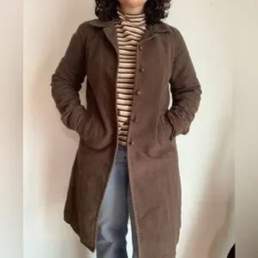 GAP Brown Brushed Poly Lined Coat M Knee Length Classic Fall Winter Jacket